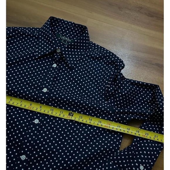 Womens Lauren Ralph Lauren Polka Dot Button Down Cotton Non-Iron Shirt - Picture 4 of 6